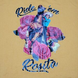 Next Level Apparel SS Mustard Yellow Tee "Ride 'em Rosita" - Size Large